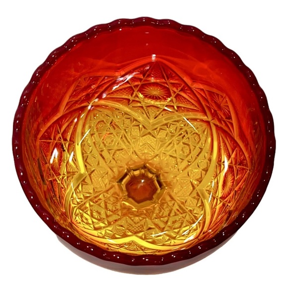 Vintage Viking Glass Tawney Chalice Amberina red to yellow   Orange glow - Picture 2 of 3